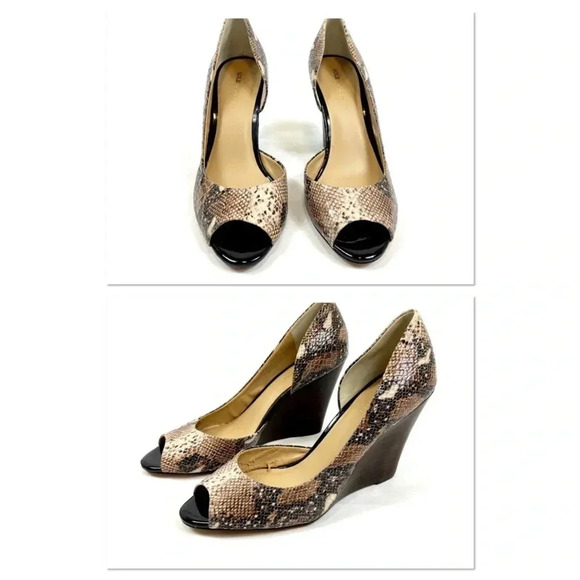 NIB Sole Society Leather Snake Pep Toe Wedges - Picture 1 of 12